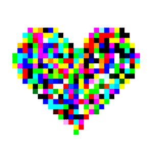 Gif animé coeur multicolors